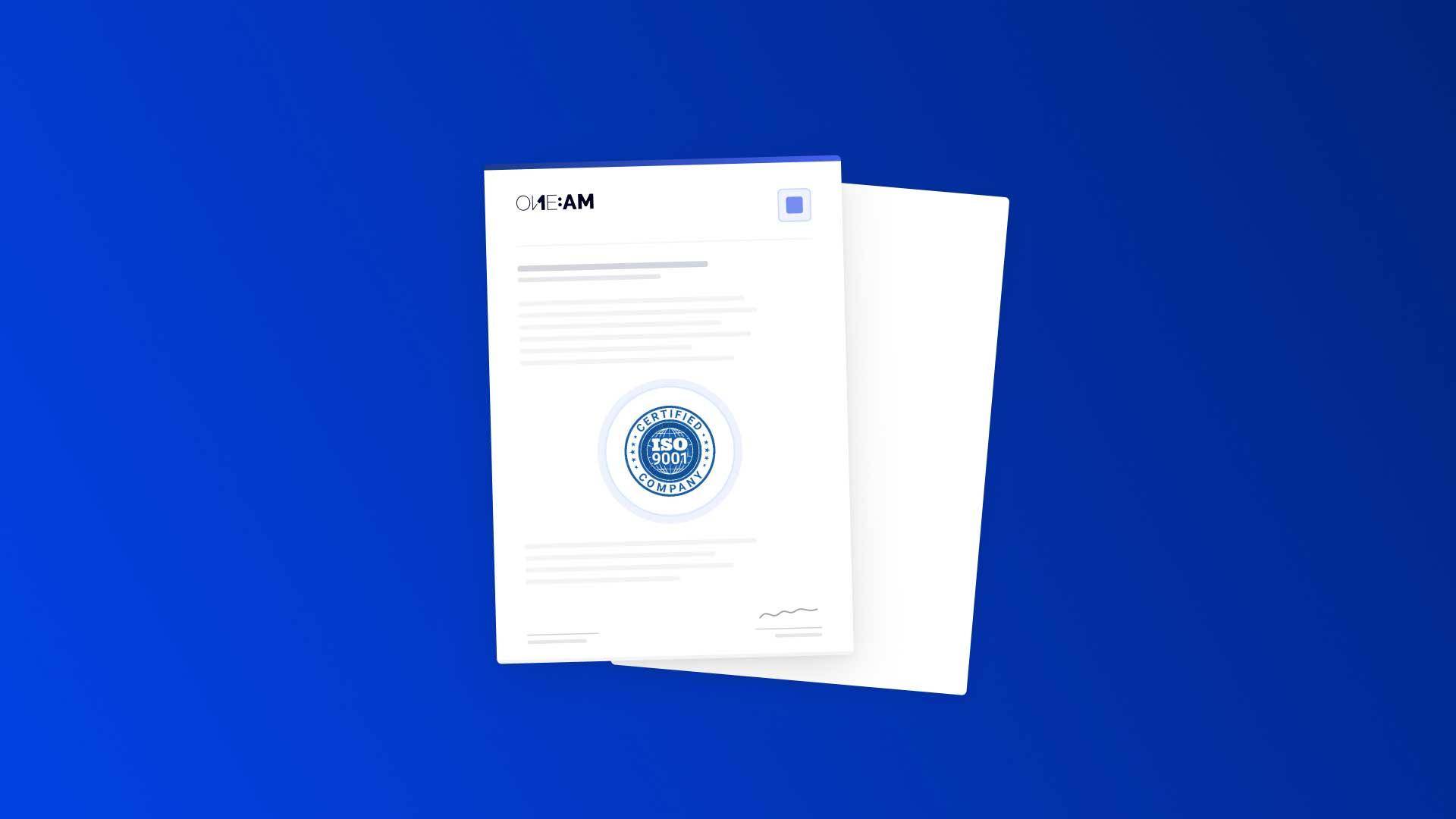 We have obtained ISO 9001 certification